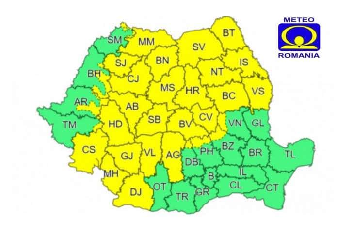 Cod galben de vijelii și ploi torențiale pentru nordul județului Prahova