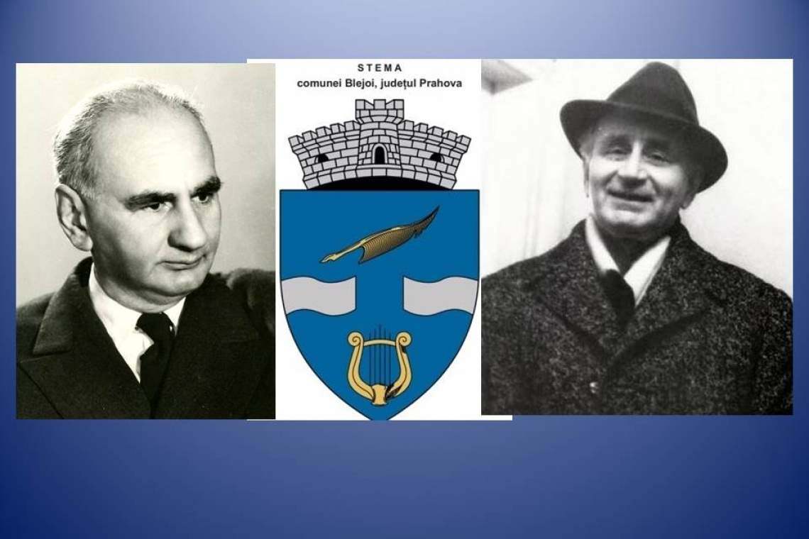 Doi scriitori renumiți ai României - simbol pe stema comunei Blejoi