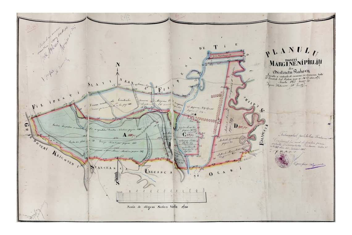 Planul din anul 1872 al unei moșii din Prahova, vândut la licitație