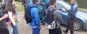 Turiști speriați de o ursoaică și puii ei, ajutați de jandarmi să coboare de pe munte