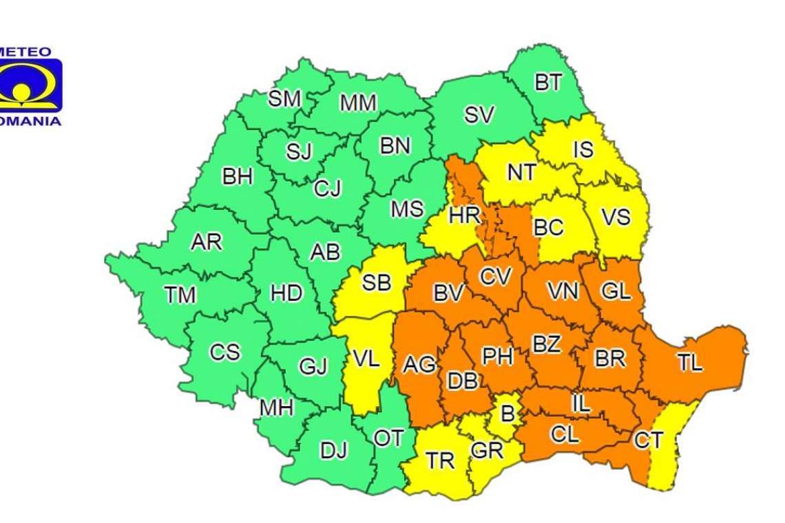 După caniculă, Prahova - sub cod portocaliu de vijelii puternice, grindină și ploi torențiale