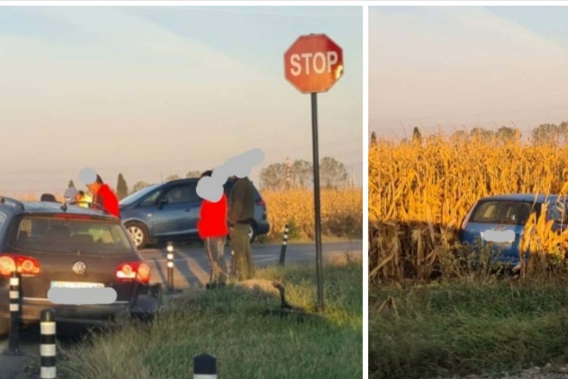 Accident pe Centura de Est a Ploieștiului. O mașină a ajuns în lanul de porumb