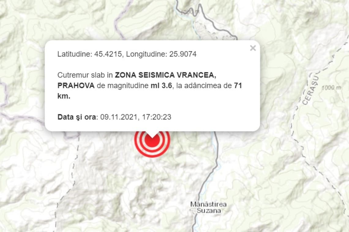 Cutremur în nordul județului Prahova! Unde a fost epicentrul