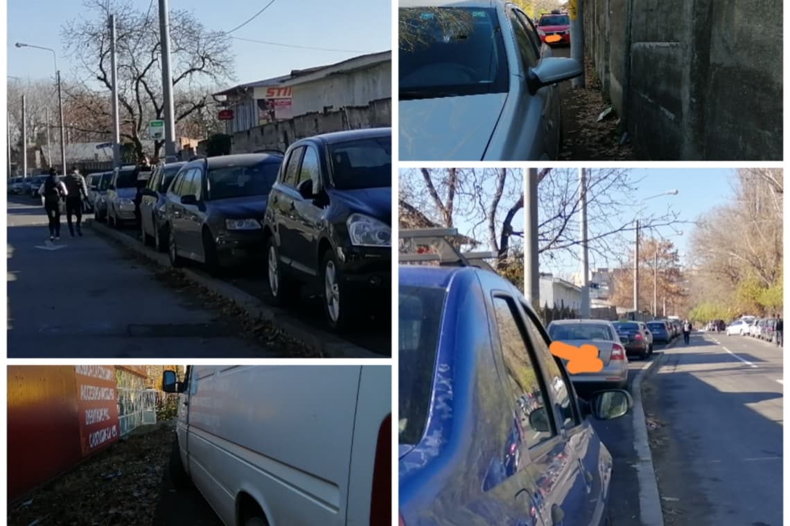  Pe o stradă din Ploiești, s-au inversat rolurile: mașinile sunt pe trotuar, pietonii - pe stradă! Avem Poliție Locală? 