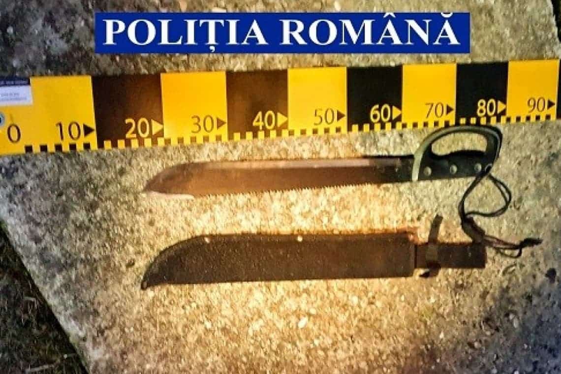 Săbii, cuțite, un baston cu electroșocuri, printre obiectele ridicate în urma perchezițiilor făcute de polițiștii prahoveni miercuri dimineață