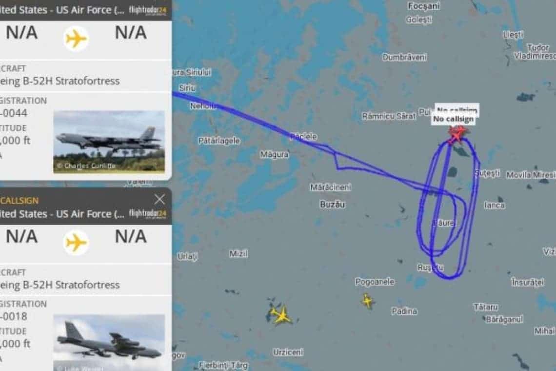 Două bombardiere cu reacție au survolat, astăzi, zona Buzăului