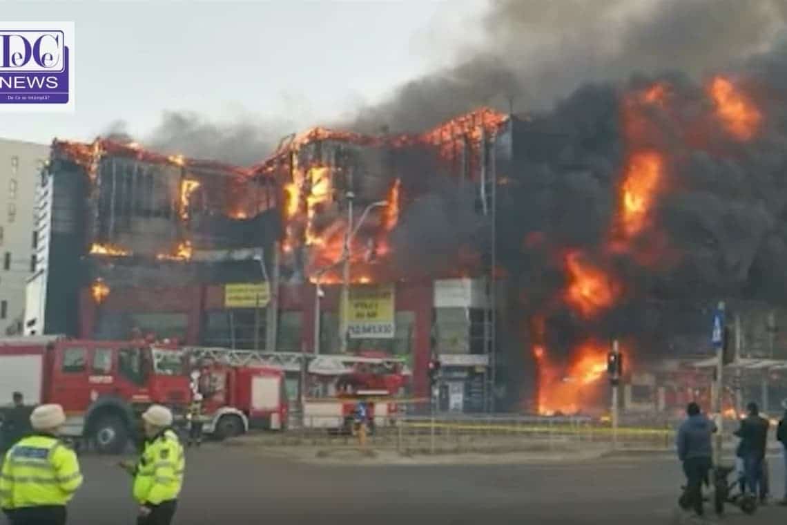 Video/ Prosper Plaza din Capitală s-a făcut scrum. Vântul a făcut mult mai dificilă intervenția pompierilor