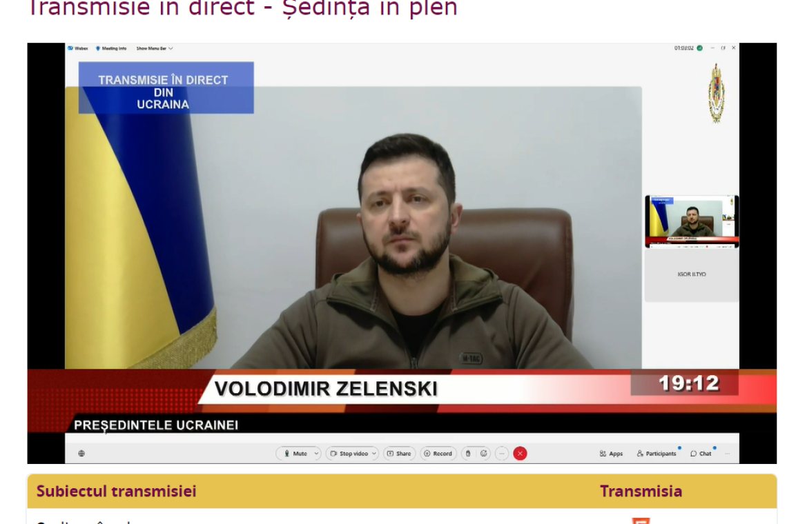 Imagini de coșmar prezentate în timpul intervenției lui Zelenski în Parlamentul României