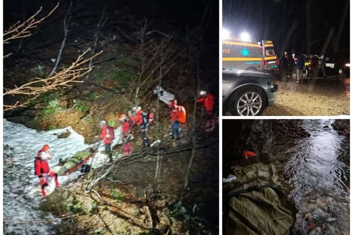 Actiune de nouă ore a salvamontiștilor, pentru coborârea unui tânăr de 18 ani, rănit, dintr-o zonă periculoasă a Bucegilor