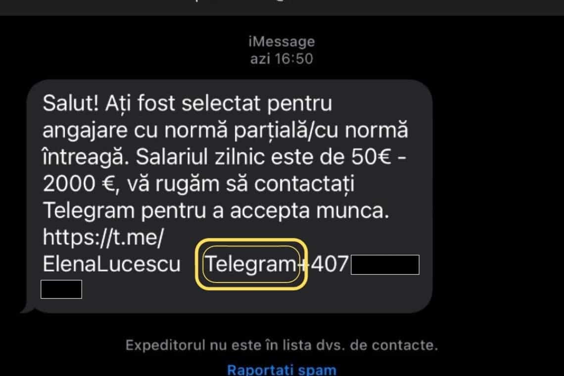 Românii, “bombardați“ cu false mesaje de angajare, pe Telegram!