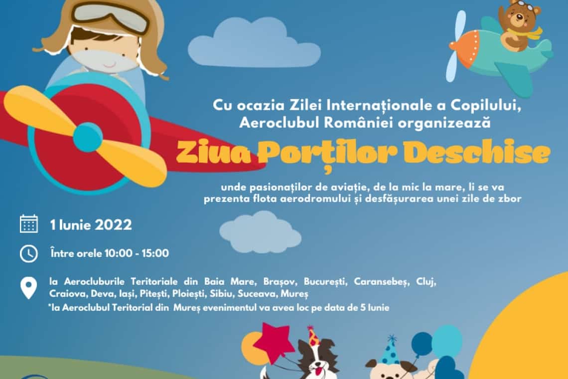 1 iunie în avion! Aripi spre cer la Aeroclubul Teritorial Gheorghe Bănciulescu