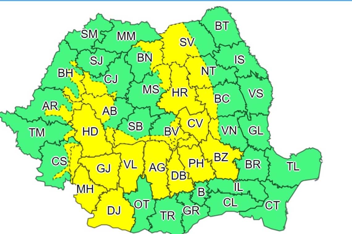 Prahova, sub atenționări Cod Galben meteo și hidrologic