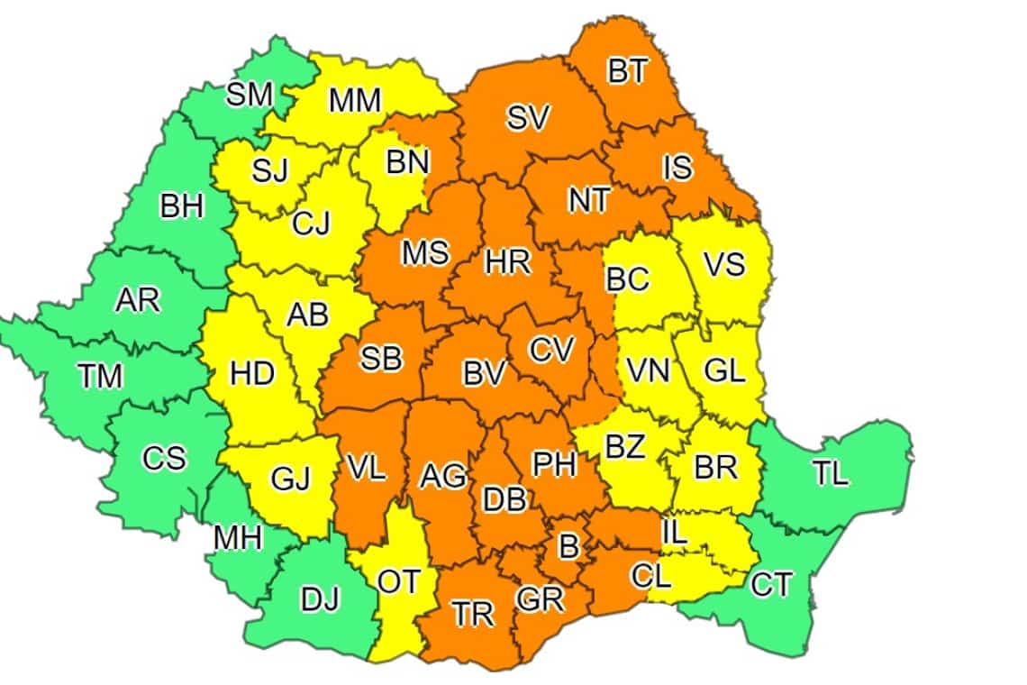 După caniculă, Prahova intră sub cod portocaliu de ploi torențiale și vijelii