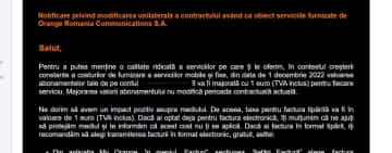 Ești abonat la serviciile fixe de la Orange? Vei plăti cu 1 euro mai mult pentru fiecare serviciu din abonament, începând cu 1 decembrie!