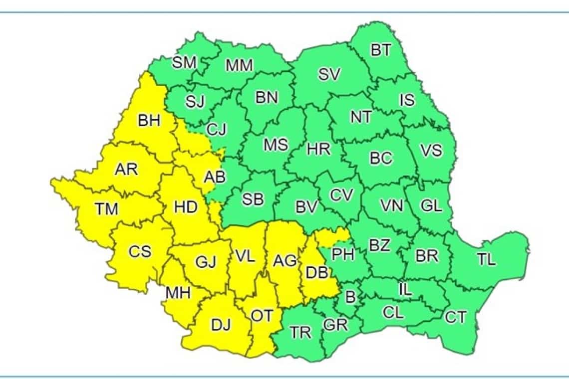 Nordul Prahovei, sub cod galben de vijelii și grindină