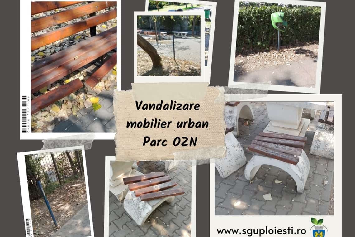 Vandalii au distrus mobilierul urban și în parcul OZN din Ploiești