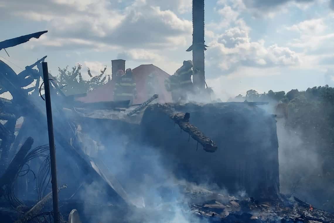 Zeci de păsări, trei porci și un vițel au ars de vii într-un incendiu, în comuna Secăria
