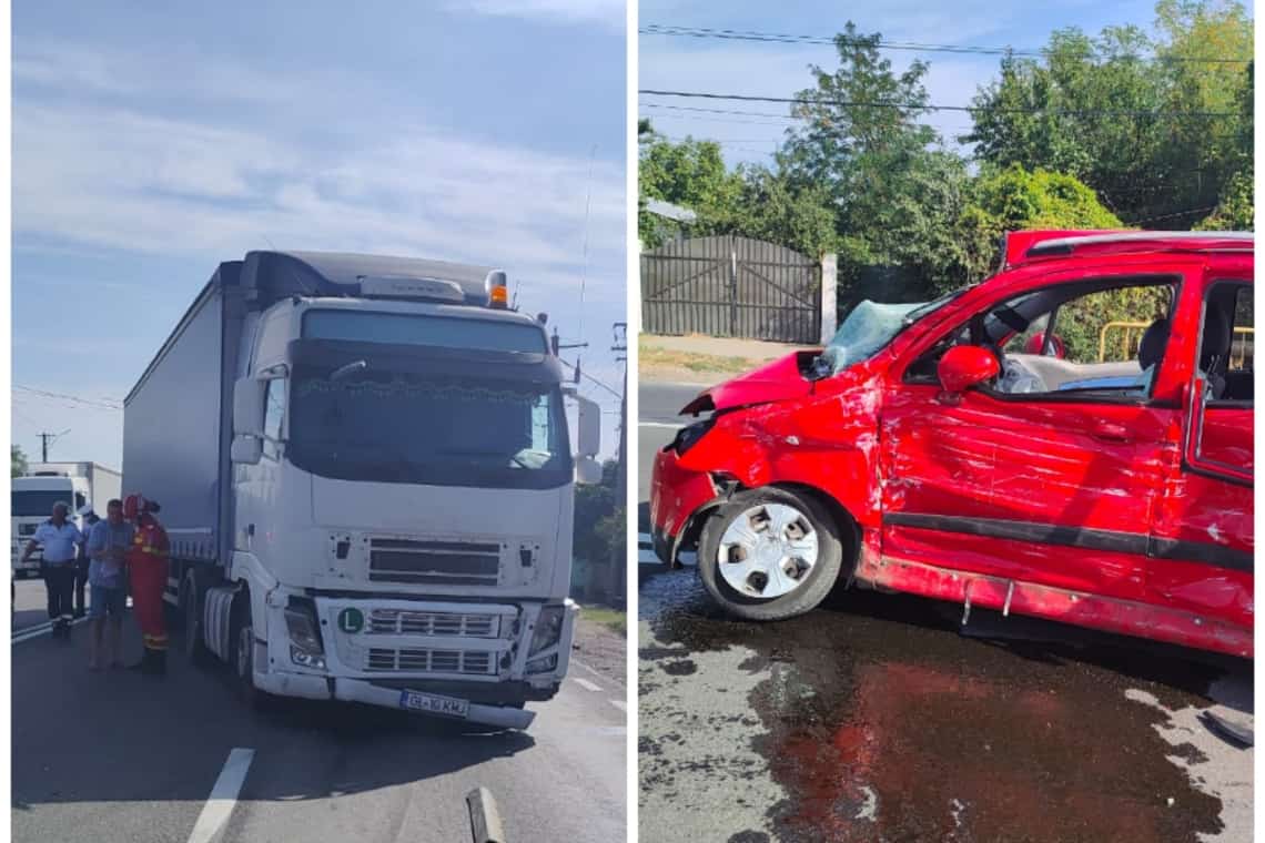 UPDATE/ Trafic blocat pe DN1B, la Valea Călugărească. Coliziune între un TIR și un autoturism