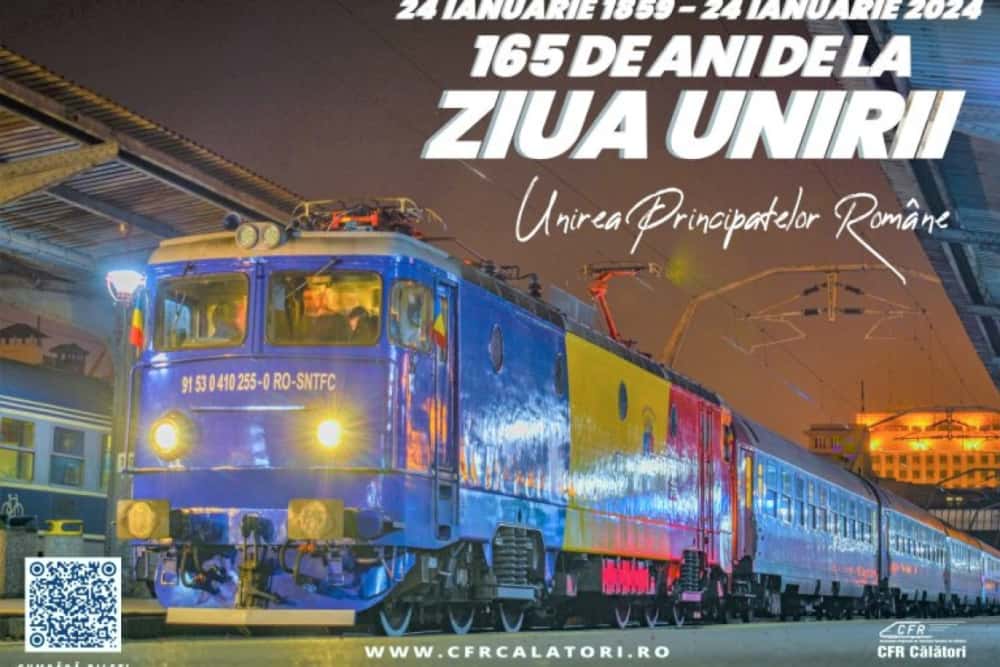 ”Trenul Unirii” va opri miercuri, 24 ianuarie, în gările Ploiești Sud și Mizil. Locomotiva va purta culorile drapelului național