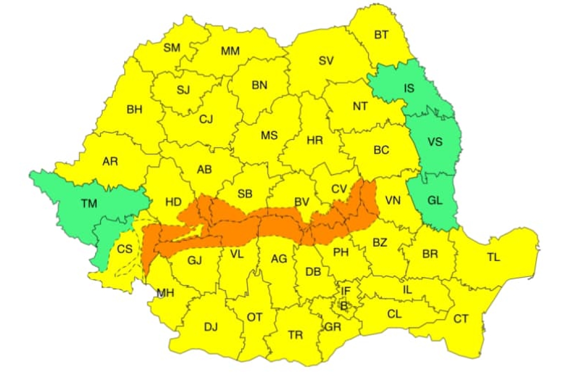 Prahova va fi luni sub Cod galben și Cod portocaliu de vânt puternic