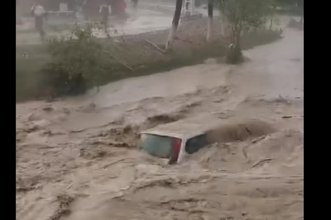 Trei mașini au fost luate de viitură la Vâlcănești - VIDEO