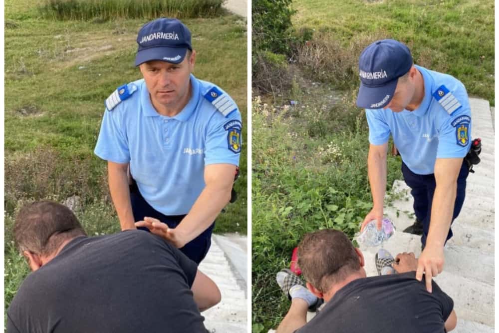 Bărbat salvat de jandarmi, vineri seară, pe pasarela de la intrare în Câmpina