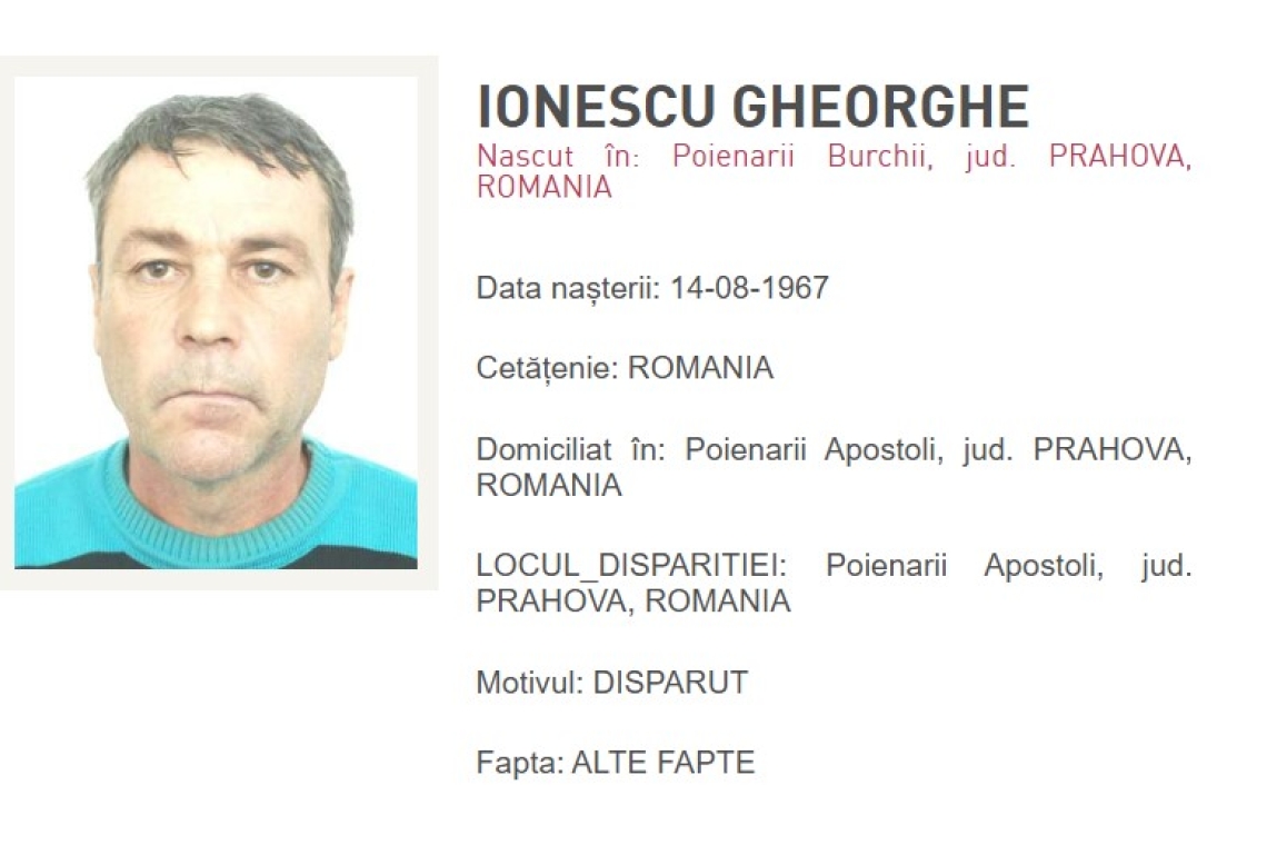 UPDATE/ Un bărbat din Gorgota, dat dispărut de fratele său. Dacă l-ați văzut, sunați la 112!
