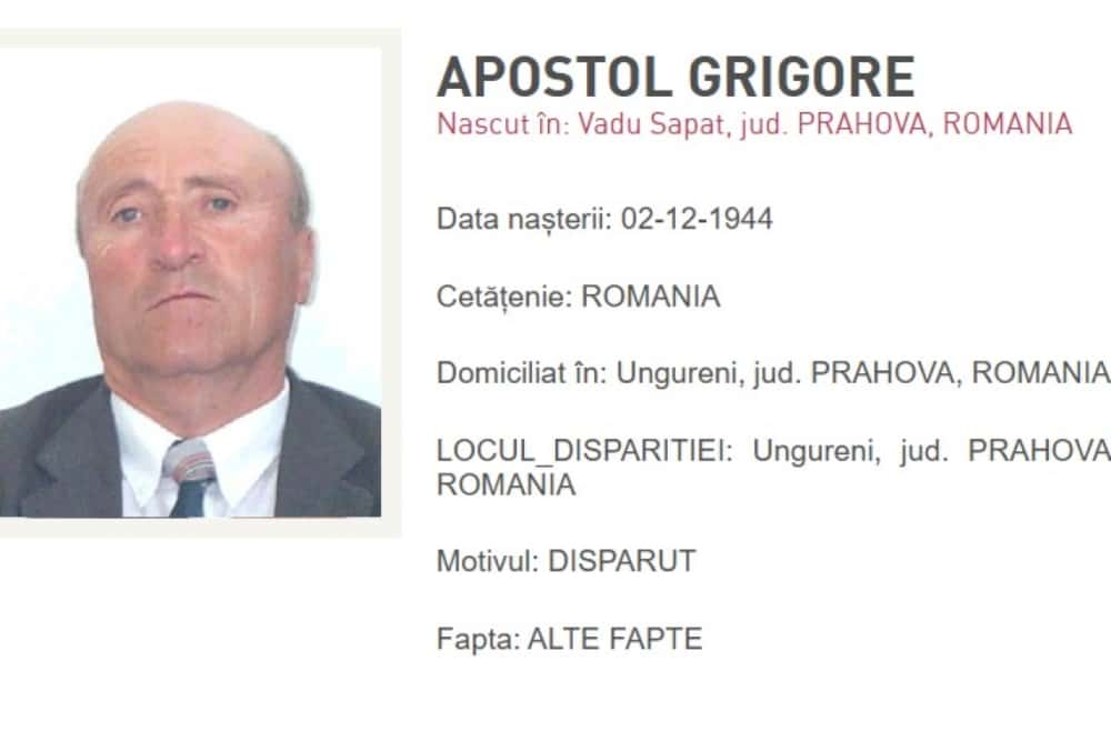 Un bătrân de 80 de ani, din Vadu Săpat, a fost dat dispărut. Familia îl caută cu ajutorul Poliției
