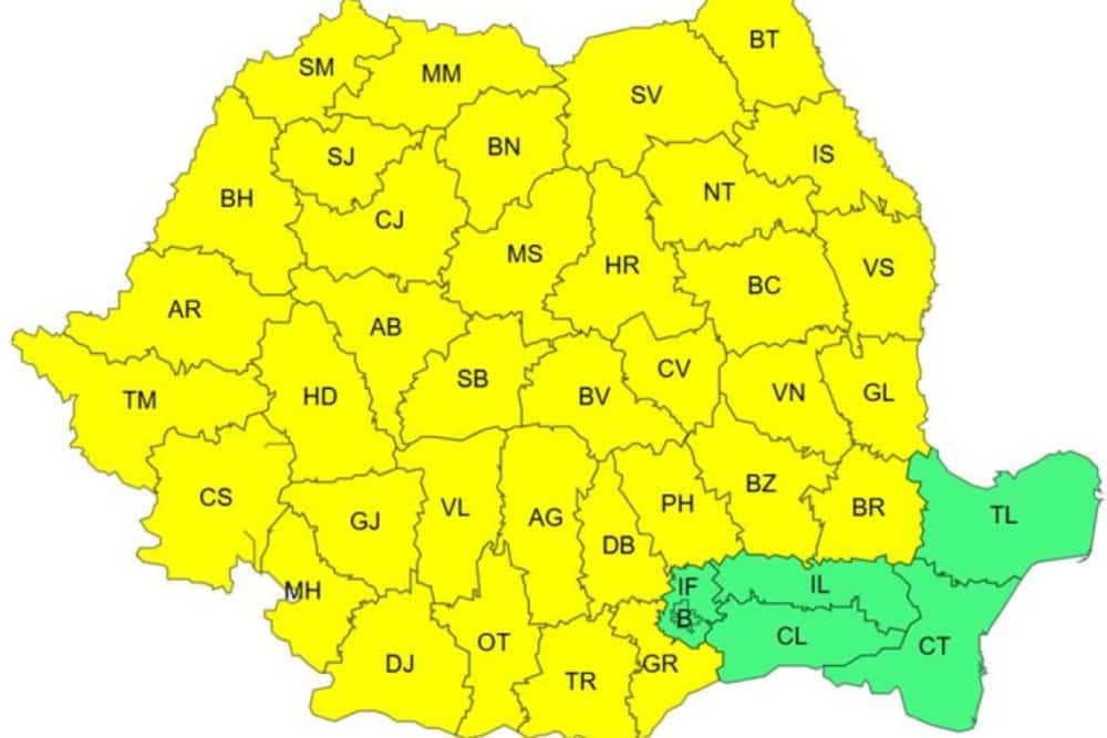 Prahova, sub Cod Galben de vreme rea