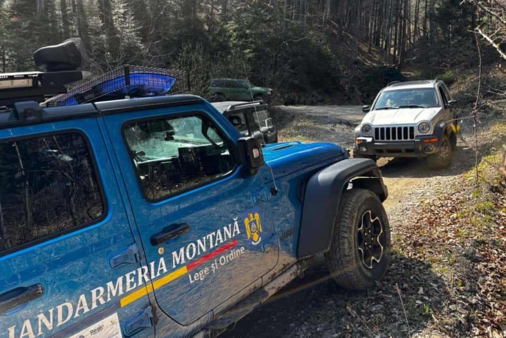 Au mers cu mașinile de teren prin pădure, s-au ales cu amenzi de la jandarmii prahoveni