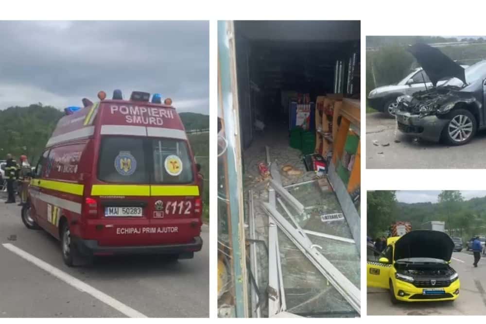 Accident la Lunca Mare, între Șotrile și Valea Doftanei! Un autoturism a intrat în clădirea unui magazin