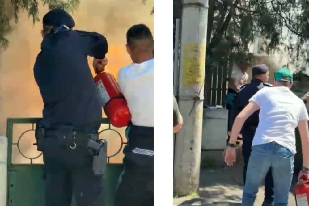 Jandarmii au ajutat la stingerea unui incendiu din curtea unei case din Ploiești