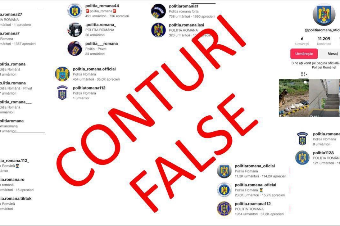 160 de conturi TikTok care utilizau ilegal însemnele Poliției Române au fost închise