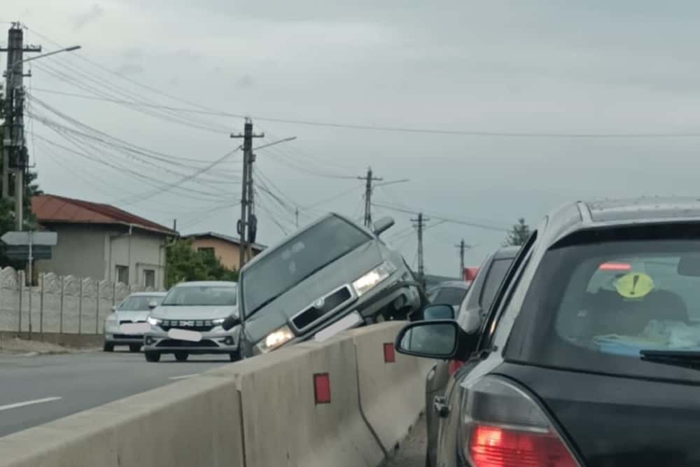 ”Cascadorie” nereușită pe DN1B, la Bucov!