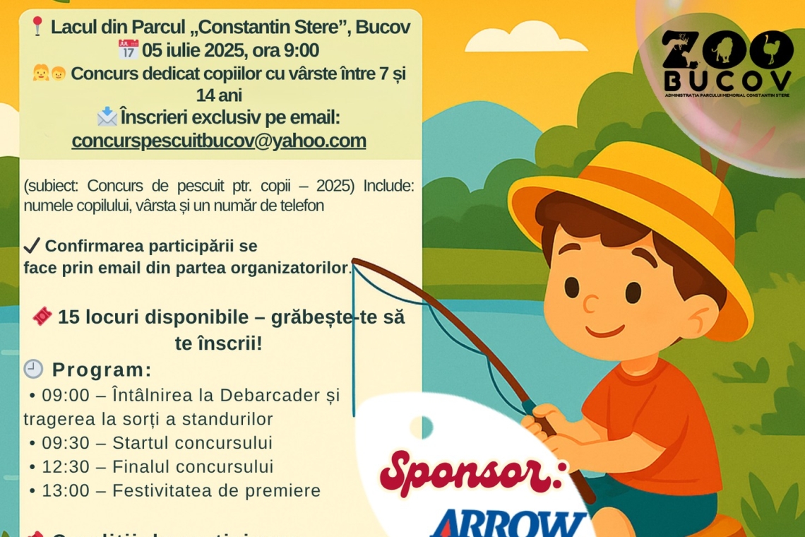 Micuțul tău vrea să participe la un concurs de pescuit pentru copii, la Parcul Bucov? Grăbește-te să îl înscrii!
