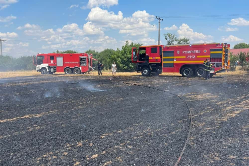 UPDATE/ Un nou incendiu de vegetație în comuna Colceag. Vântul îngreunează acțiunea pompierilor