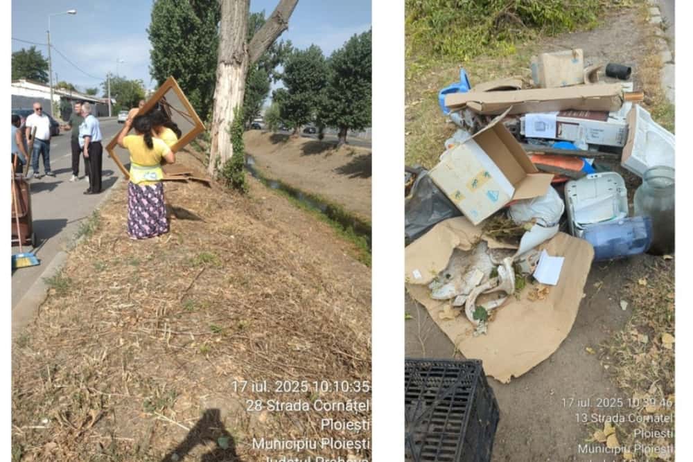 Minune! Două persoane care au aruncat deșeuri pe albia abia igienizată a pârâului Dâmbu, amendate de Poliția Locală