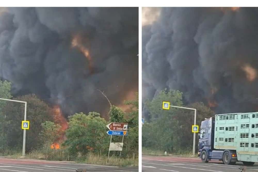 UPDATE/ Trafic rutier restricționat pe DN1B, din cauza incendiului de la Chițorani. Circulația a fost deviată
