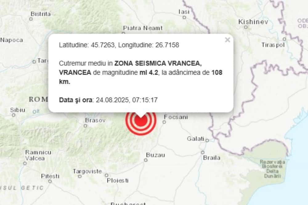 Cutremur de 4,2 grade pe Richter, duminică dimineață, în zona Vrancea