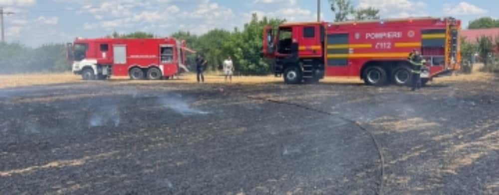 Zeci de hectare de teren, cuprinse de flăcări, în Valea Călugărească