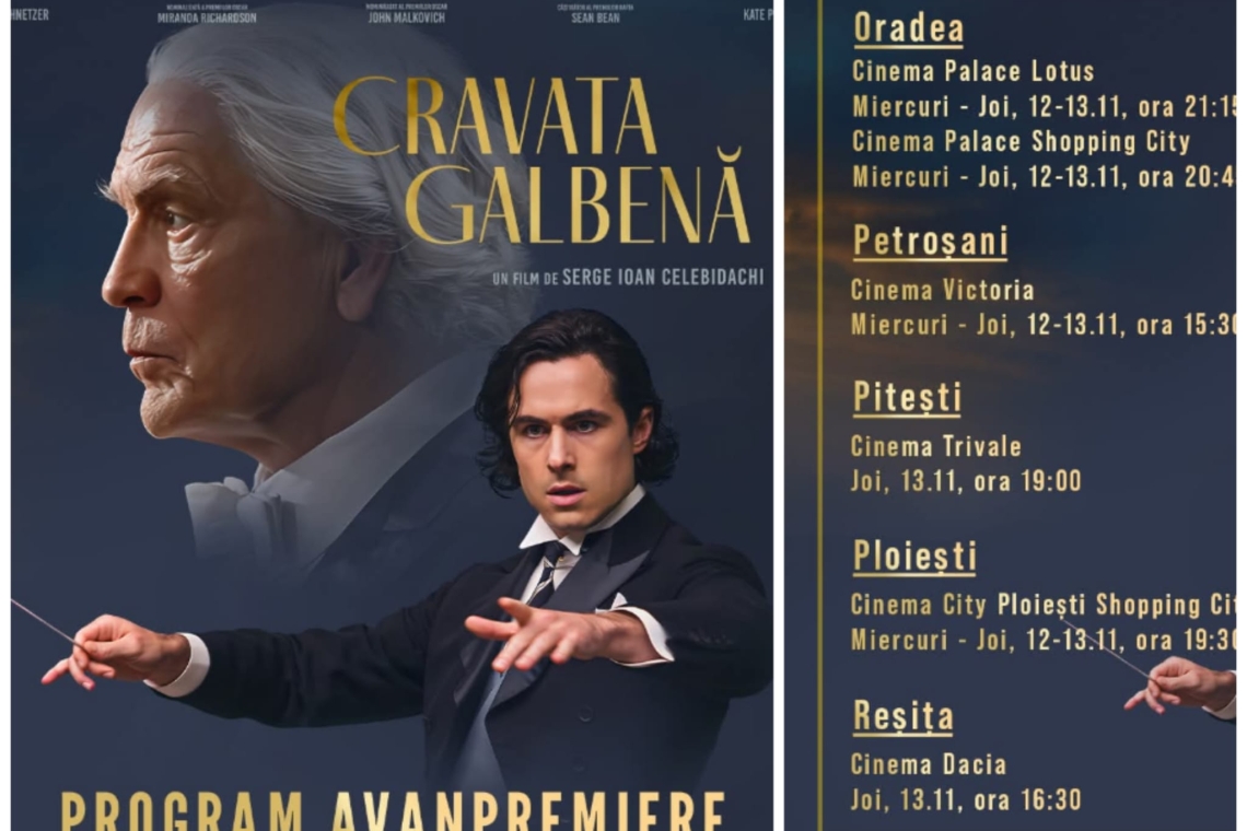 ”Cravata galbenă”, filmul despre viața dirijorului Sergiu Celibidache, va fi lansat săptămâna viitoare și la Ploiești