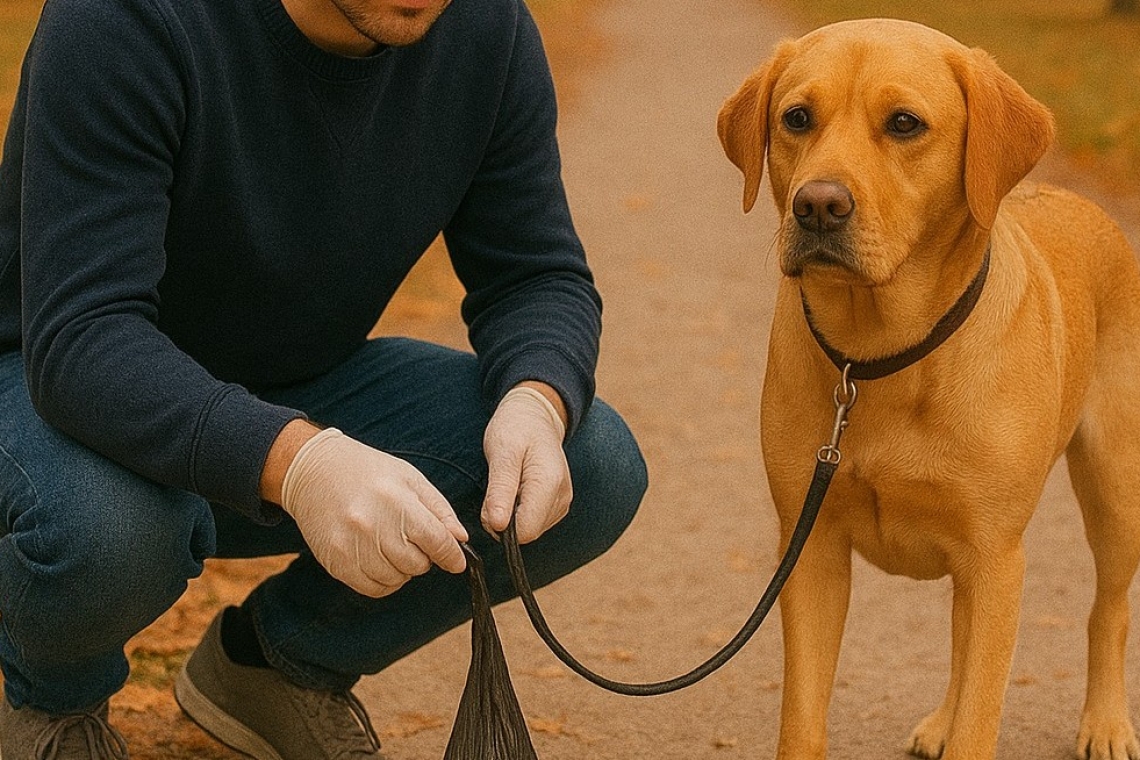 Când normalitatea devine subiect de știre: un tânăr din Ploiești a strâns după câinele său!