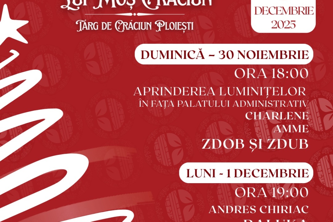 Aprinderea luminițelor și deschiderea Târgului de Crăciun din Ploiești, amânate din cauza vremii