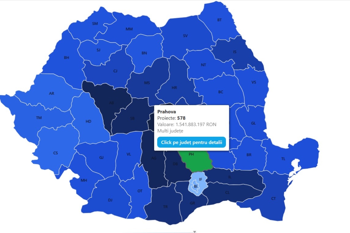 Ministerul Investițiilor și Proiectelor Europene a lansat o hartă interactivă care arată cum sunt folosiți banii europeni în România