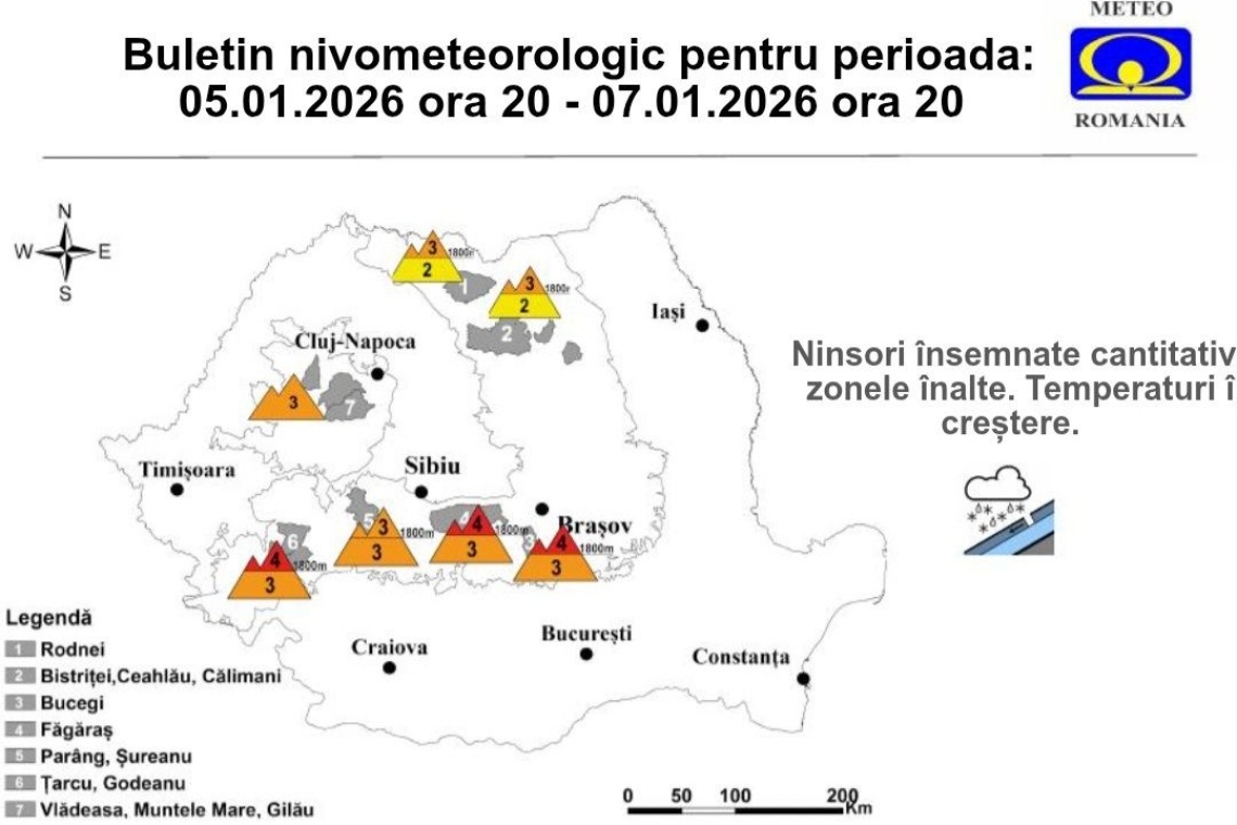 Risc major de avalanșe în zona înaltă a Bucegilor. Avertisment Salvamont Prahova
