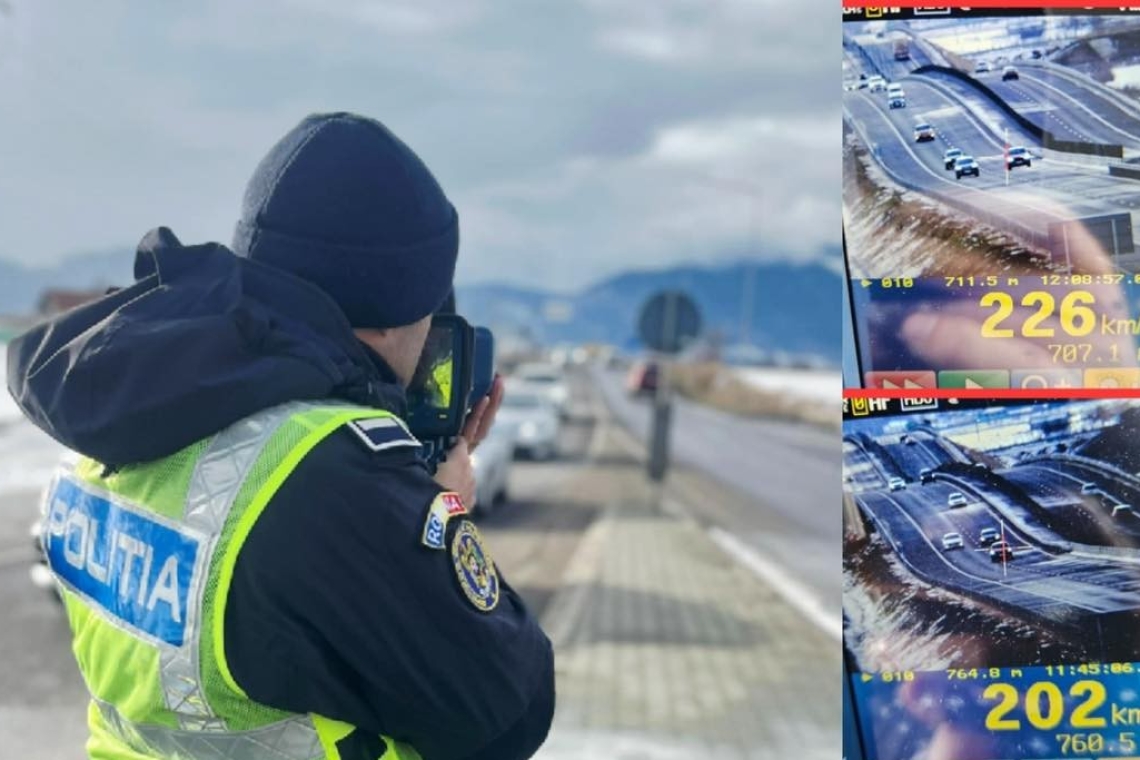 Un tânăr de 18 ani, prins gonind cu 226 km/h! Avea permis de numai 2 luni...