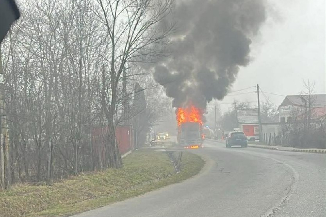 Un camion plin cu alimente a luat foc pe drumul județean din Vărbilău