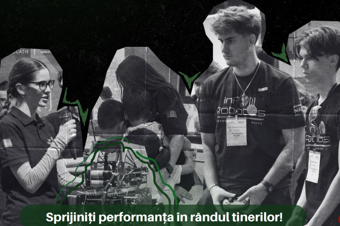 Sprijiniți performanța tinerilor! Echipa infO(1)Robotics invită comunitatea să redirecționeze 3,5% din impozitul pe venit pentru a-i susține activitatea