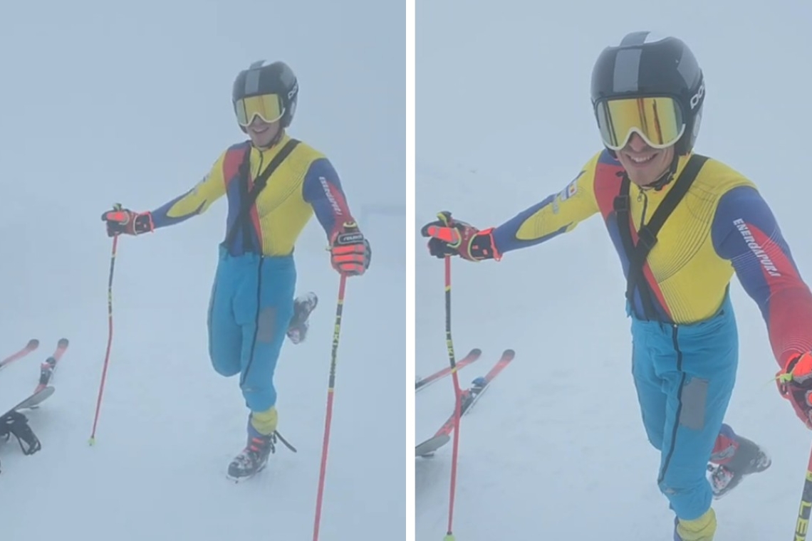 Olimpicul Alex Ștefănescu s-a întors acasă și astăzi schiază pe pârtia Sorica, din Azuga!
