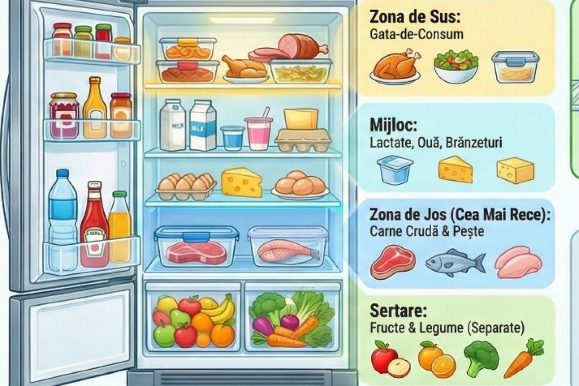 ANSVSA: Recomandări pentru depozitarea corectă a alimentelor în frigider, pentru siguranță și reducerea risipei